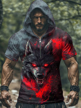 Herren Wikinger Mythologie Fenrir Kapuzen T-Shirt
